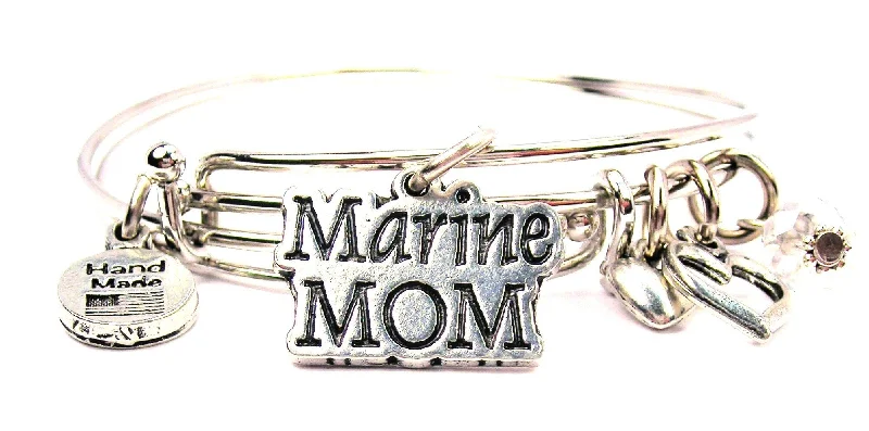 Marine Mom Expandable Bangle Bracelet Set