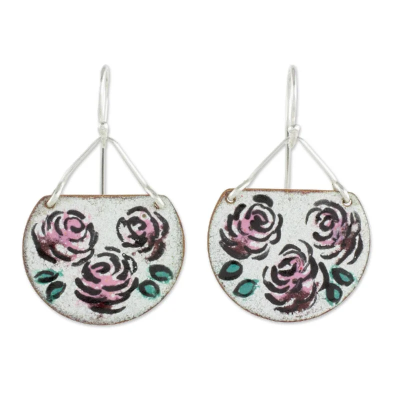 NOVICA Vintage Flowers, Sterling silver and copper dangle earrings - 1.7L*1W