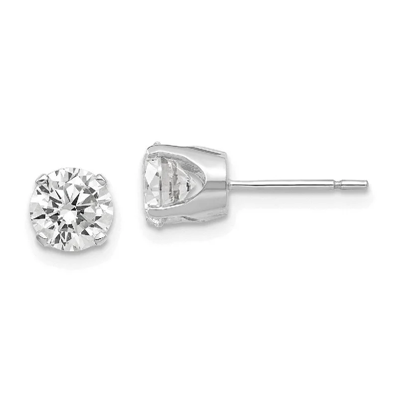 Curata 14k White Gold Polished Post Earrings 5.75mm CZ Cubic Zirconia Stud Earrings - 7x7mm Wide