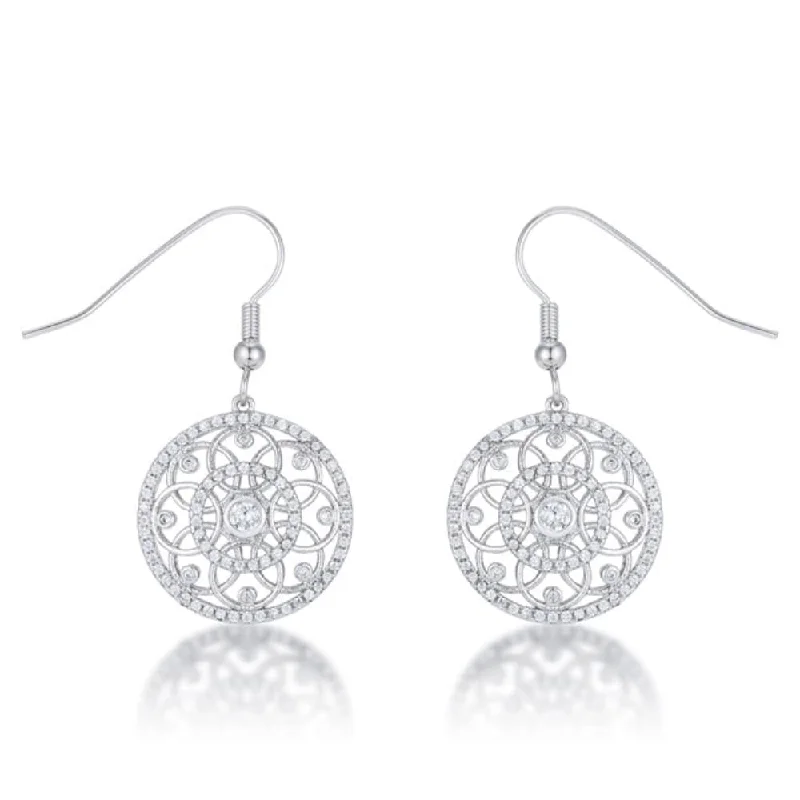 0.95 Ct Interlocking Circle Rhodium And Cz Earrings - 39mm L