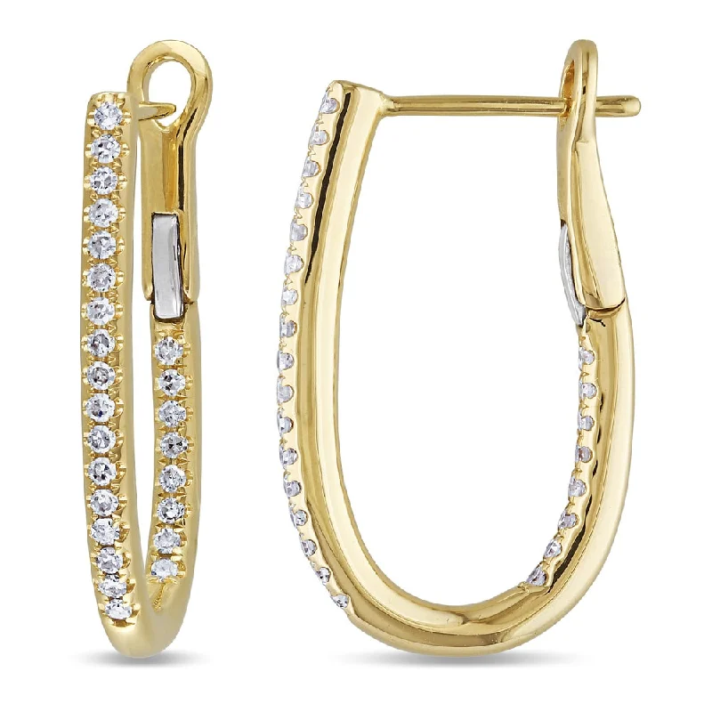 Miadora 14k Yellow Gold 1/4ct TDW Diamond Hoop Earrings