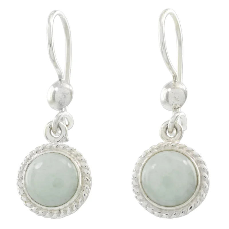 Sterling Silver 'Green Apple' Jade Earrings (Guatemala)