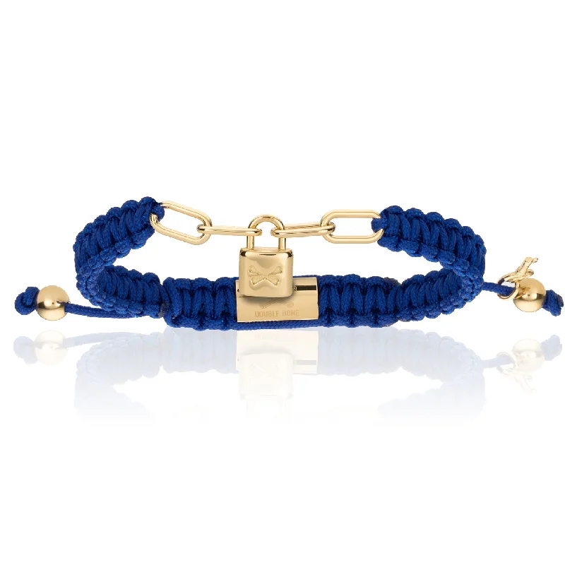 Lock Blue Polyester With Yellow Gold Bracelet