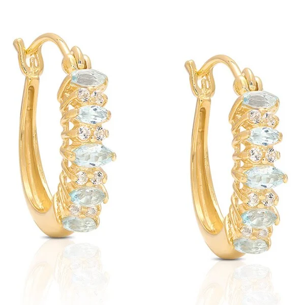 Dolce Giavonna Gold Over Sterling Silver Gemstone and Cubic Zirconia Hoop Earrings