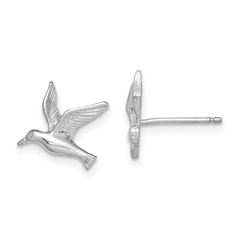 Curata 14k White Gold 11mm Polished Seagull Post Earrings