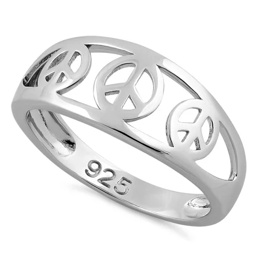 Sterling Silver Peace Sign Ring