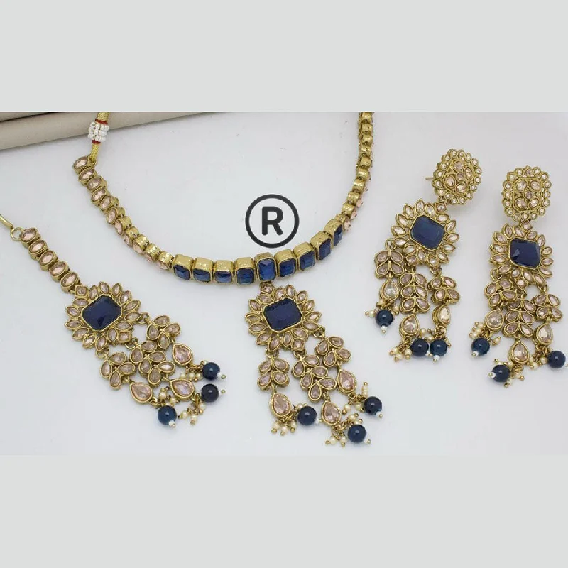 Manisha Jewellery Gold Plated Crystal Stone And Beads Necklace Set