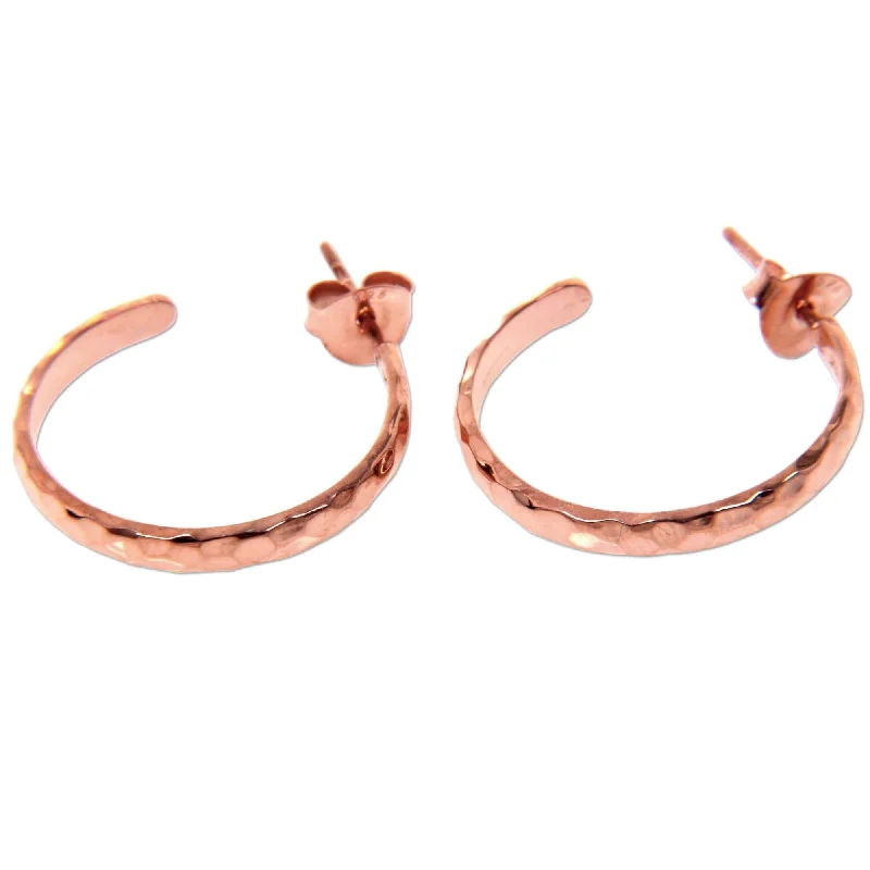 Handmade Mosaic Rose Gold Plated Half Hoop Earrings (Indonesia) - 0.9L*0.1W