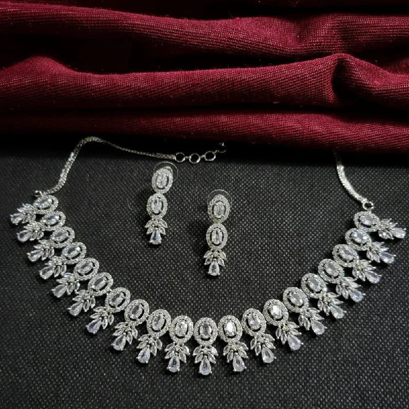 Kavita Art Silver Plated American Diamond Necklace Set