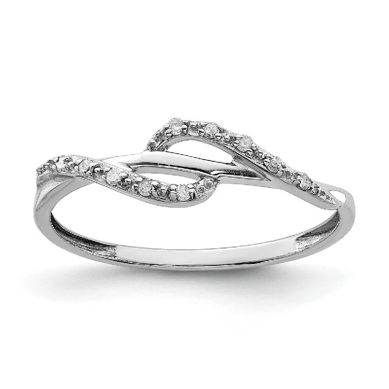 Curata 925 Sterling Silver Polished Prong set Open back Diamond Ring