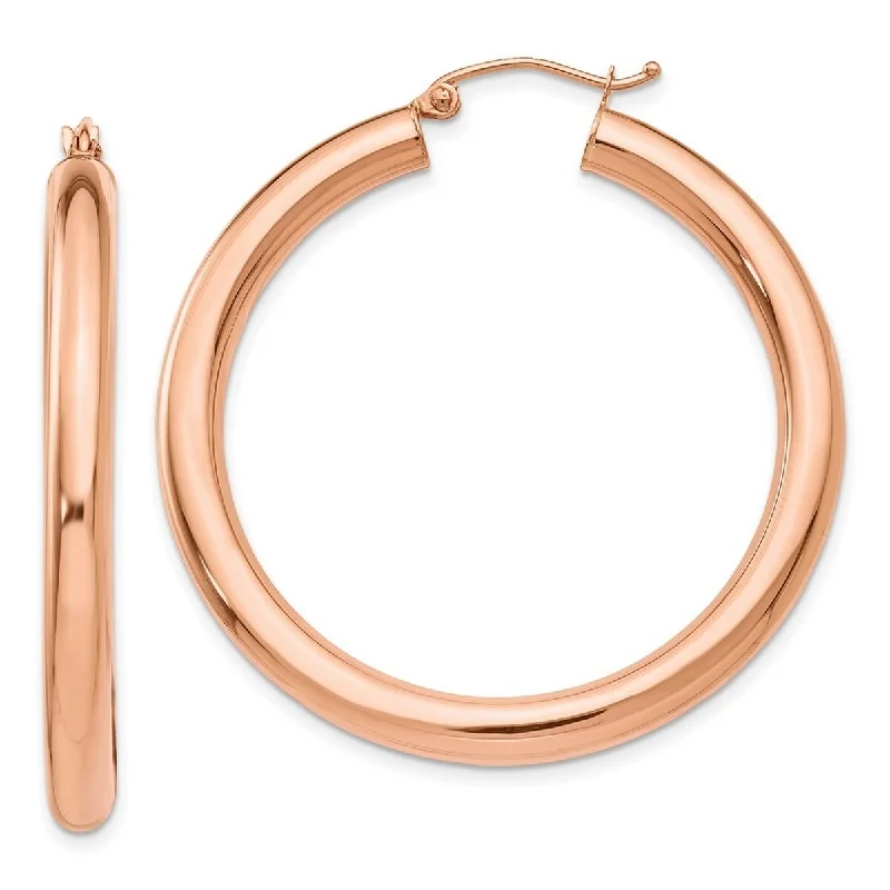 Curata 14k Rose Gold Light Polished 40x4mm Classic Round Hoop Earrings