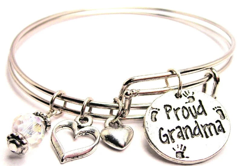 Proud Grandma Expandable Bangle Bracelet Set