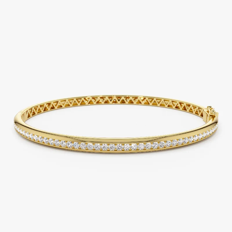 14k  1.00 Ctw Dome Diamond Bangle Bracelet