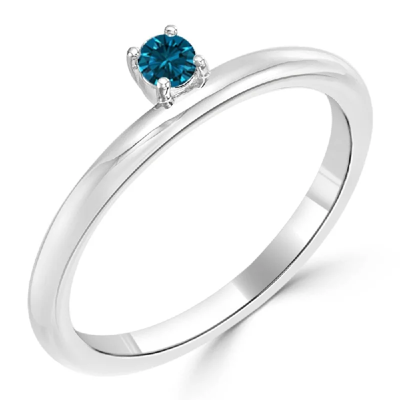 Auriya Modern Petite Stackable Solitaire Accent Blue Diamond Ring 1/10ct TDW 10K Gold