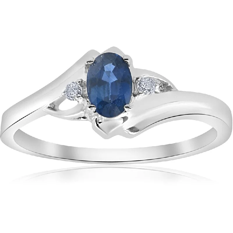 Pompeii3 14k White Gold 1/2 ct TW Blue Sapphire & Diamond Ring