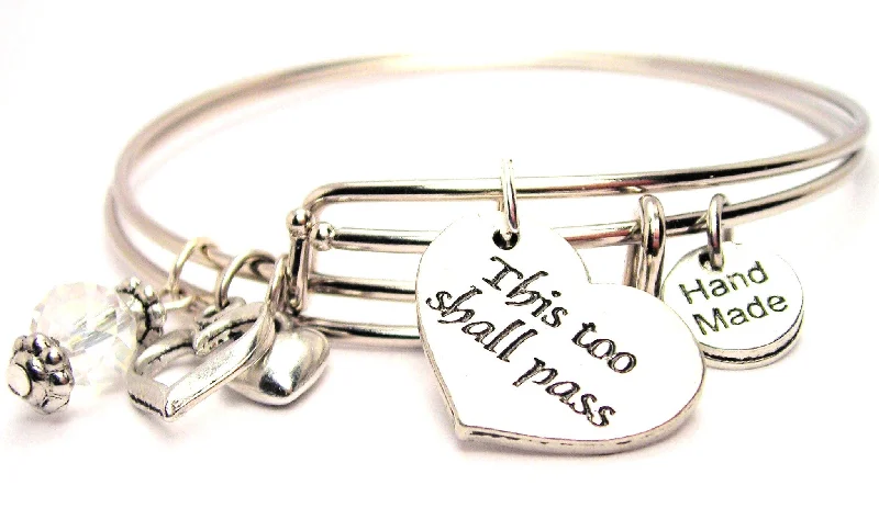 This Too Shall Pass Expandable Bangle Bracelet Set