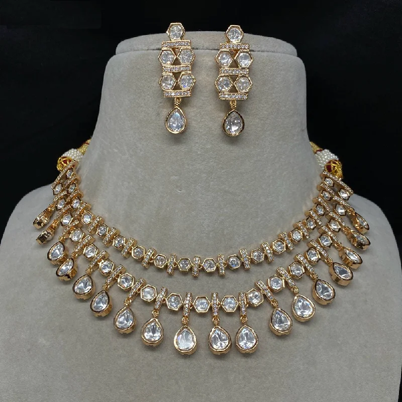 Amoliya Jewels Gold Plated Kundan Stone Choker Necklace Set