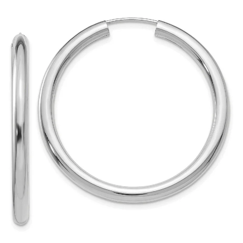 Curata 14k White Gold tube Polished 35x3mm Endless Tube Hoop Earrings