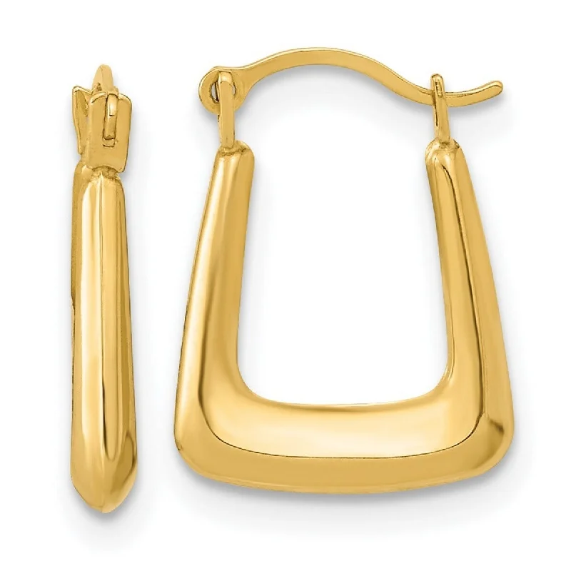 Curata 14k Yellow Gold Polished Fancy Square Hoop Earrings 15.3x2.5mm