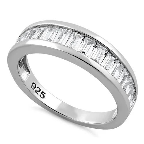 Sterling Silver Baguette Channel CZ Ring