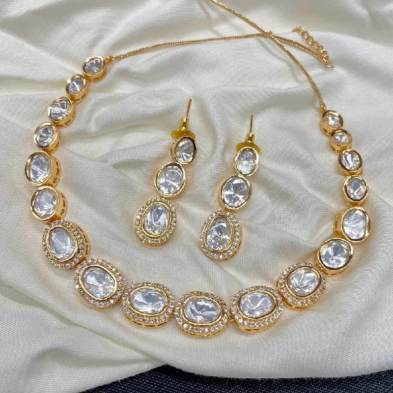 Amoliya Jewels Gold Plated Polki Kundan Necklace Set