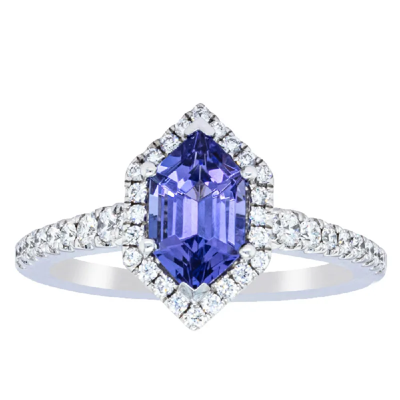 18ct White Gold 1.30ct Tanzanite & Diamond Mini Sierra Ring