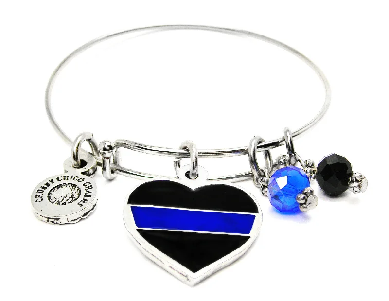 The Thin Blue Line Bangle Bracelet