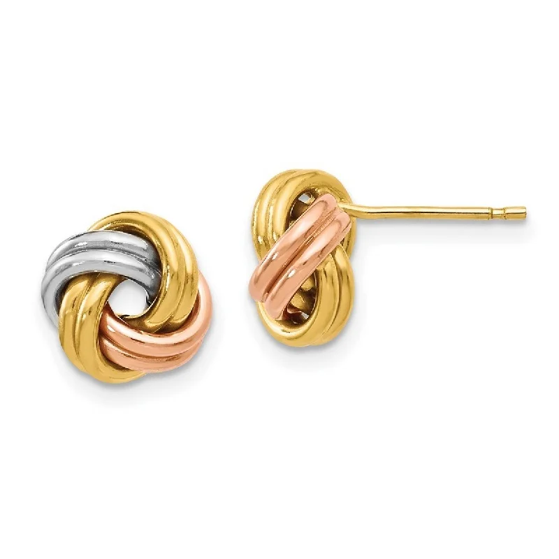 Curata 14k Tri color Gold 8.5mm Polished Love Knot Post Earrings