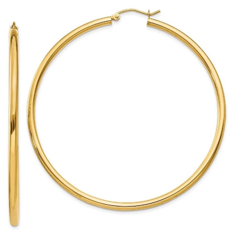 Curata 14k Yellow Gold Polished 60x2.5mm Lightweight Round Hoop Earrings