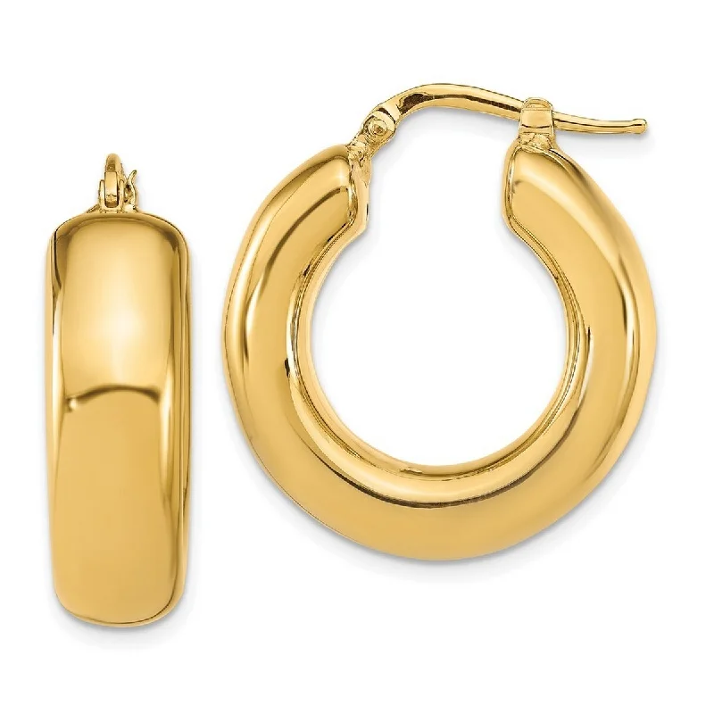 Curata 14k Yellow Gold Polished Wide Hoop Earrings 27.5x8mm