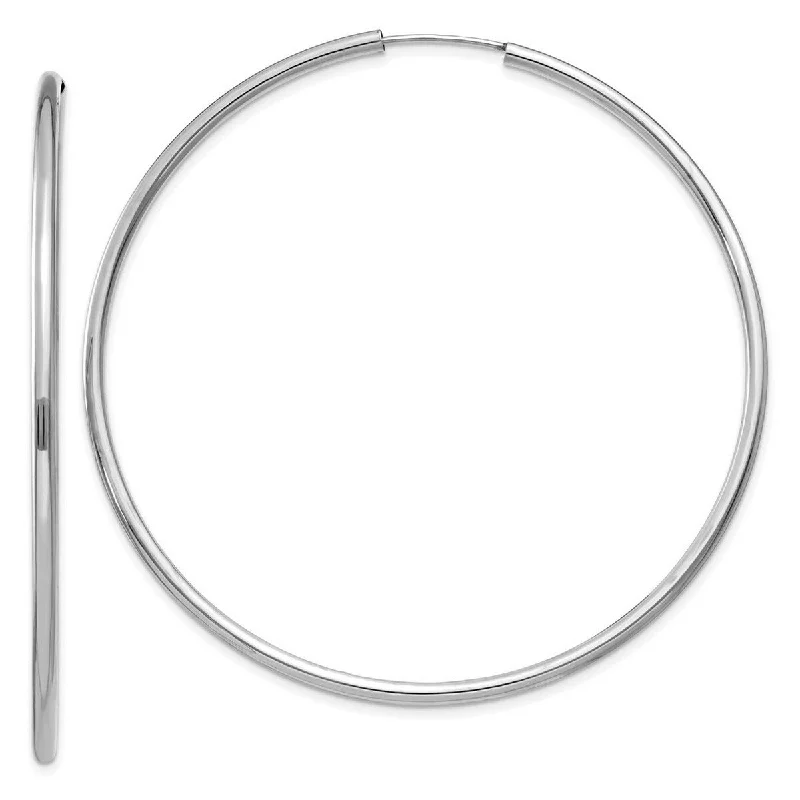 Curata 14k White Gold 56x2mm Polished Endless Hoop Earrings