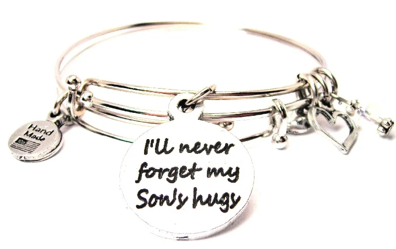 I'll Never Forget My Sons Hugs Expandable Bangle Bracelet Set