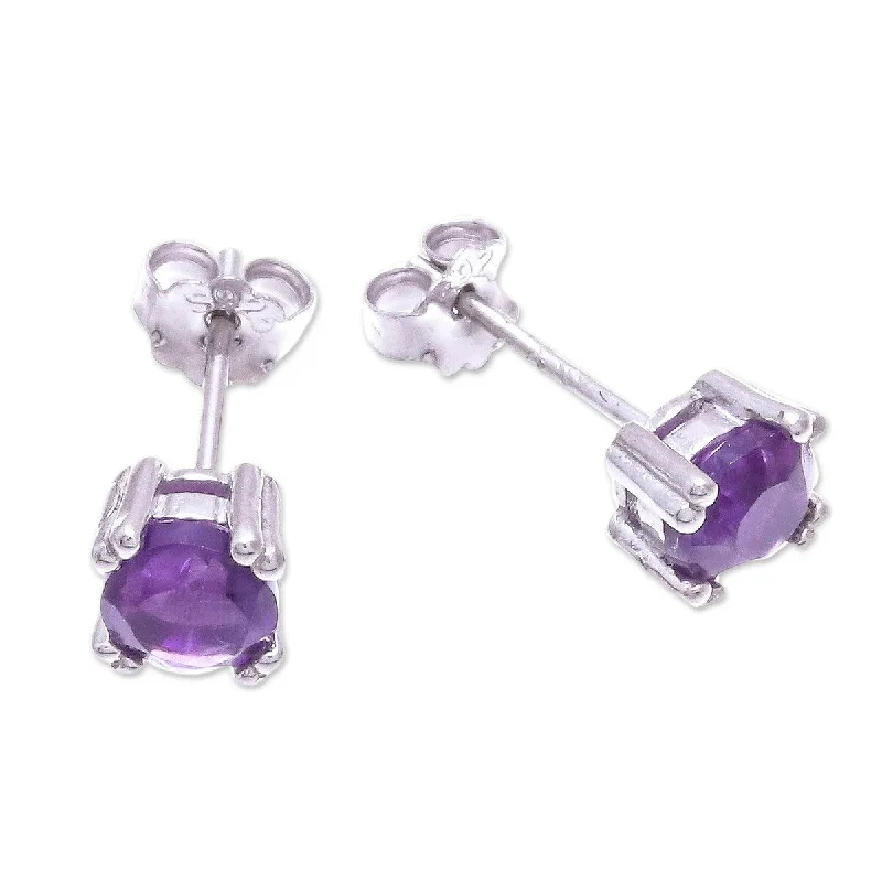 NOVICA Sparkling Gems, Amethyst stud earrings - 0.2*0.2