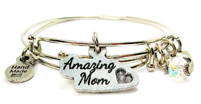 Amazing Mom Expandable Bangle Bracelet Set