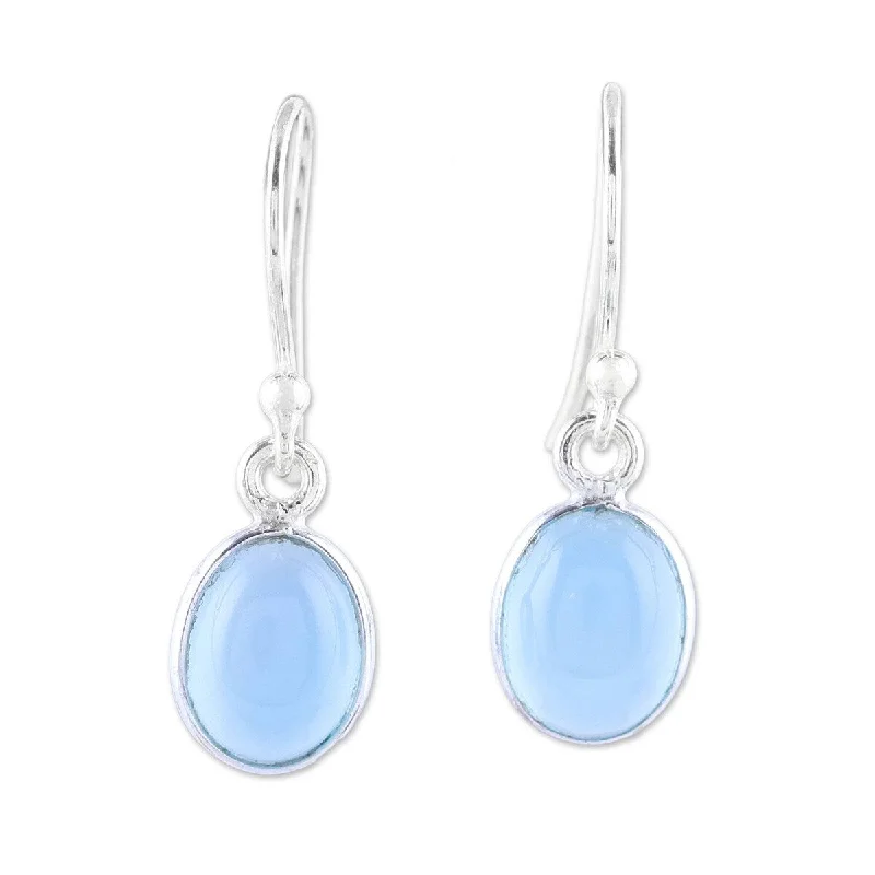 NOVICA Luminous Sky Blue, Chalcedony dangle earrings - 0.9*0.3