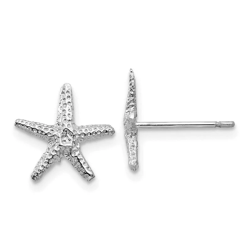 Curata 14k White Gold 11mm Sea shell Nautical Starfish Post Earrings