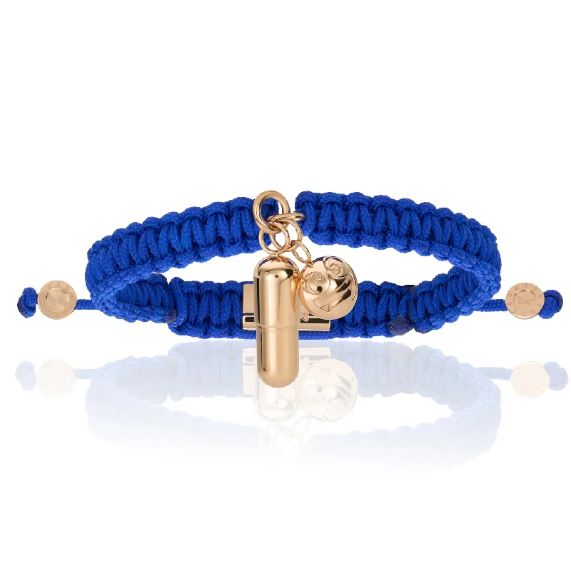 Pill Emoji Blue Polyester With Pink Gold Bracelet