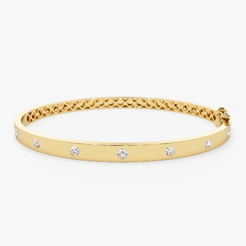 14K 4mm Diamond Bangle Bracelet