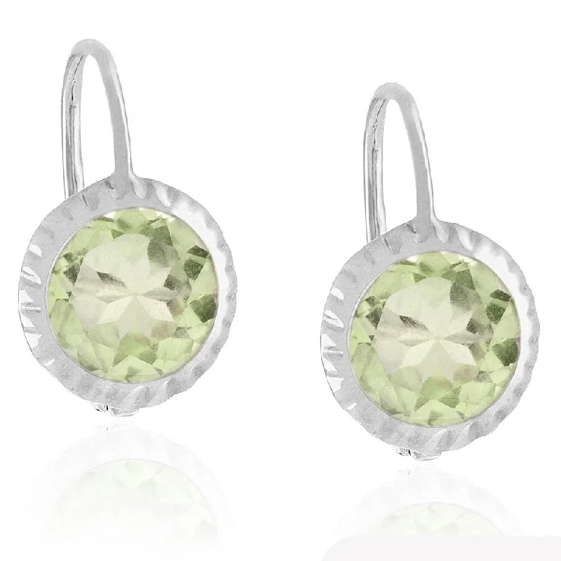 Dolce Giavonna Sterling Silver Gemstone Leverback Earrings