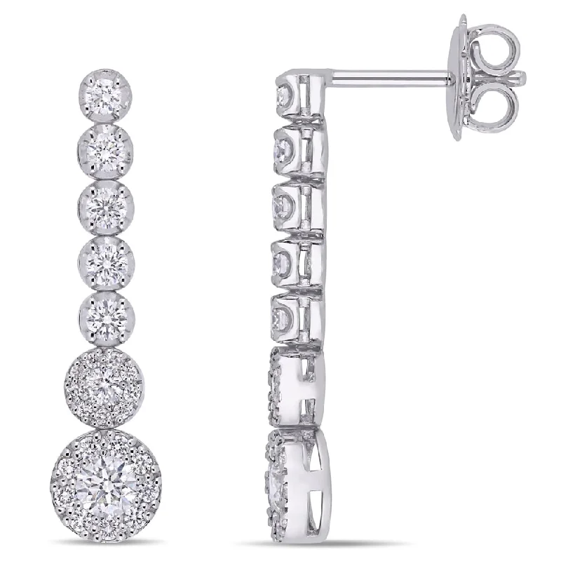 Miadora 14k White Gold 1ct TDW Diamond Graduated Dangle Earrings