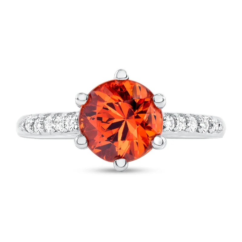 3.02 ct Spessartite Garnet and Diamond Ring in 14k White Gold