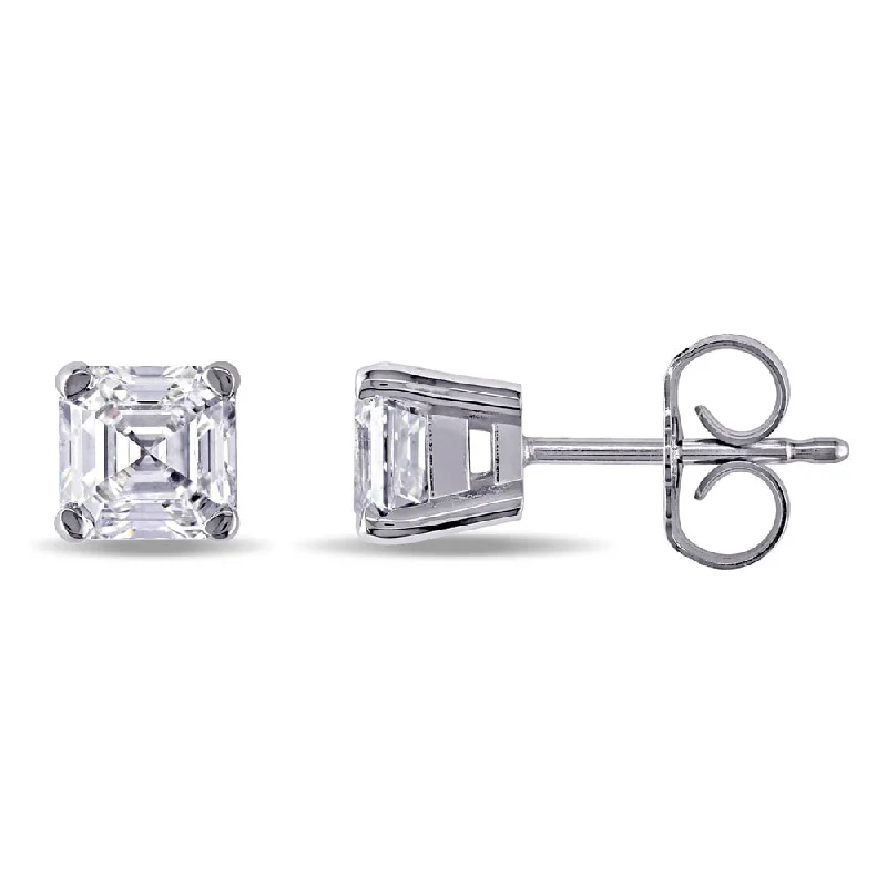 Miadora Signature Collection 14k White Gold 1 2/5ct TDW Asscher Cut Diamond Stud Earrings