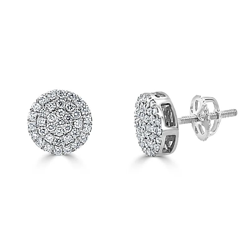 Joelle Round Diamond Stud Earrings - 14K Gold 1/3 CTTW Round Pave Disc Diamond Studs