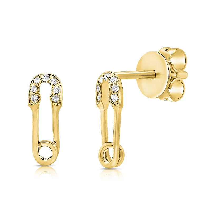 Joelle Diamond Safety Pin Studs Earrings 14K Gold