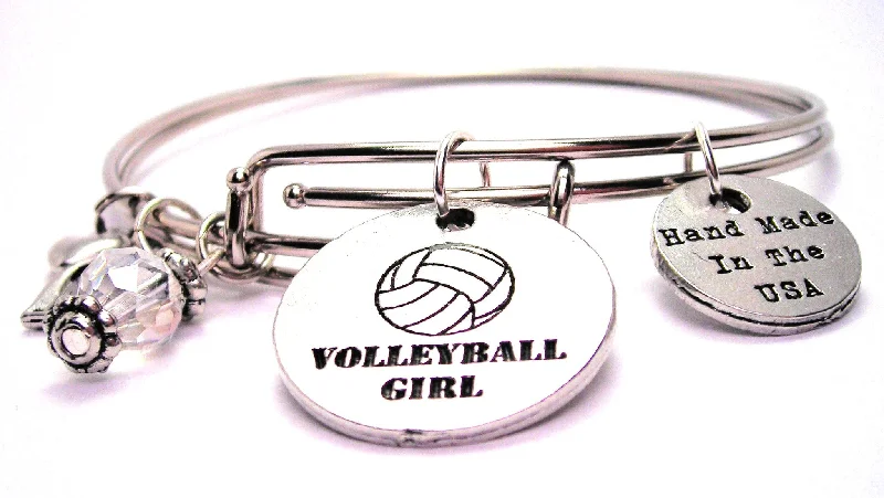 Volleyball Girl Circle Expandable Bangle Bracelet Set