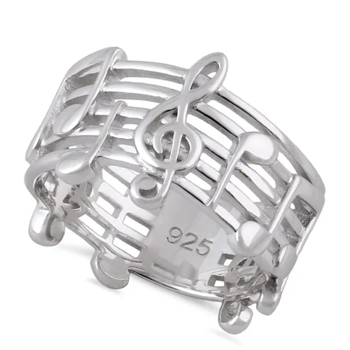 Sterling Silver Musical Notes Ring