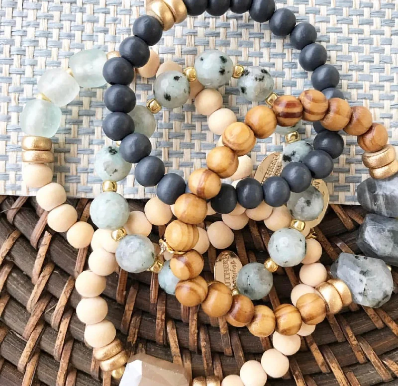 Stormy Skies Beaded Bracelet Stack