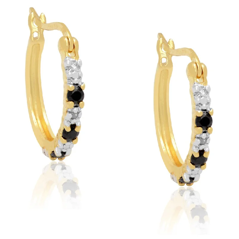 Dolce Giavonna Gold over Sterling Silver Sapphire/ Diamond Accent Hoop Earrings with Bonus Ruby Earrings