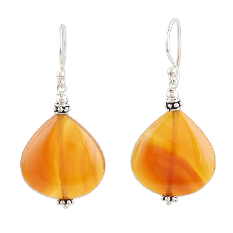 NOVICA Sunset Aura, Carnelian dangle earrings - 1.7*0.8