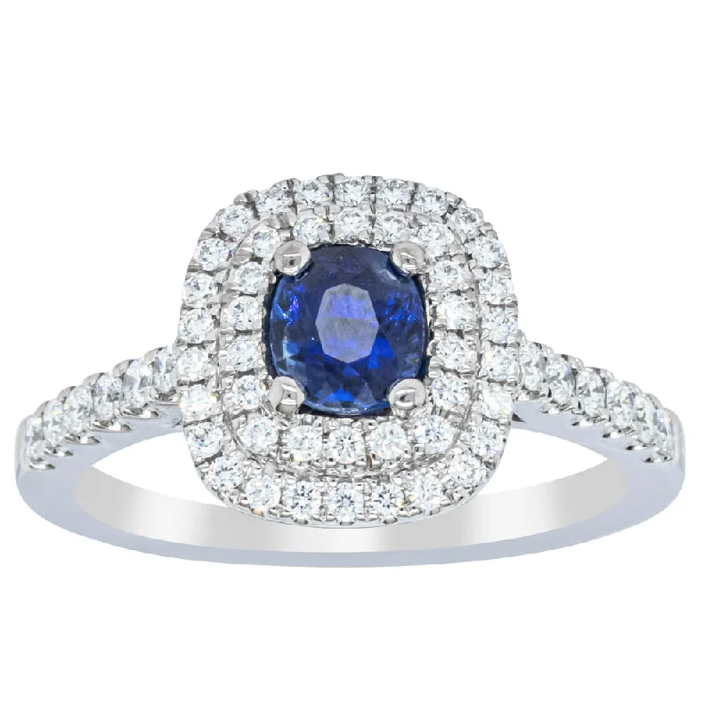 18ct White Gold .79ct Sapphire & Diamond Rosa Ring